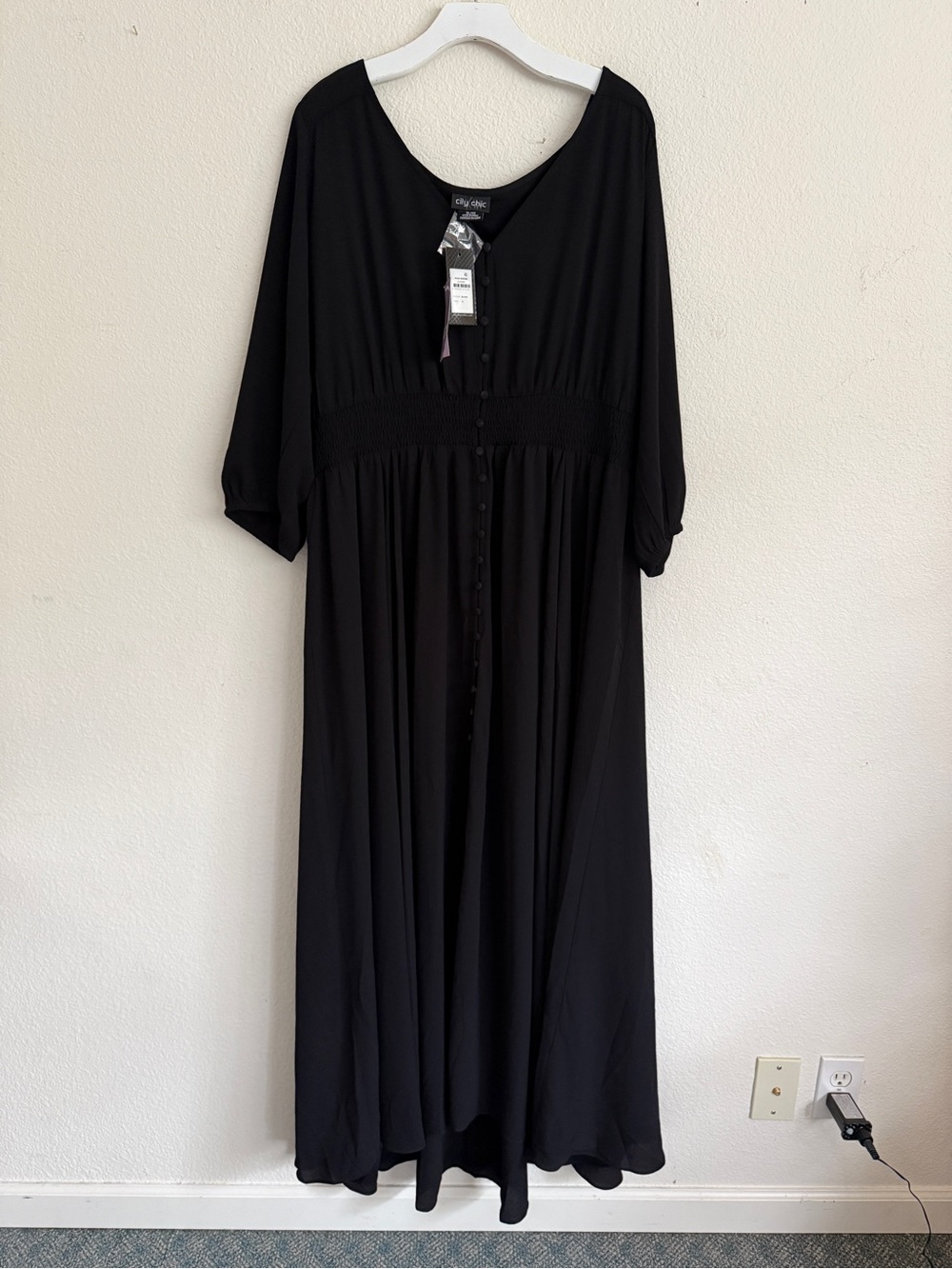 City Chic Black Maxi Dress with Button Front size XL 22